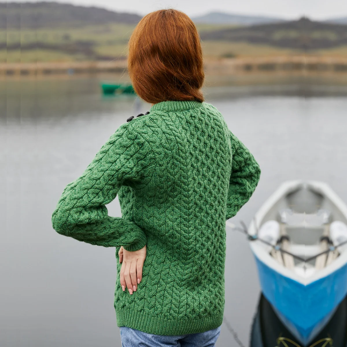 Side Button Knit Sweater – Classic Irish Wool Pullover with Button Detail - Image 7 | Caelmoon