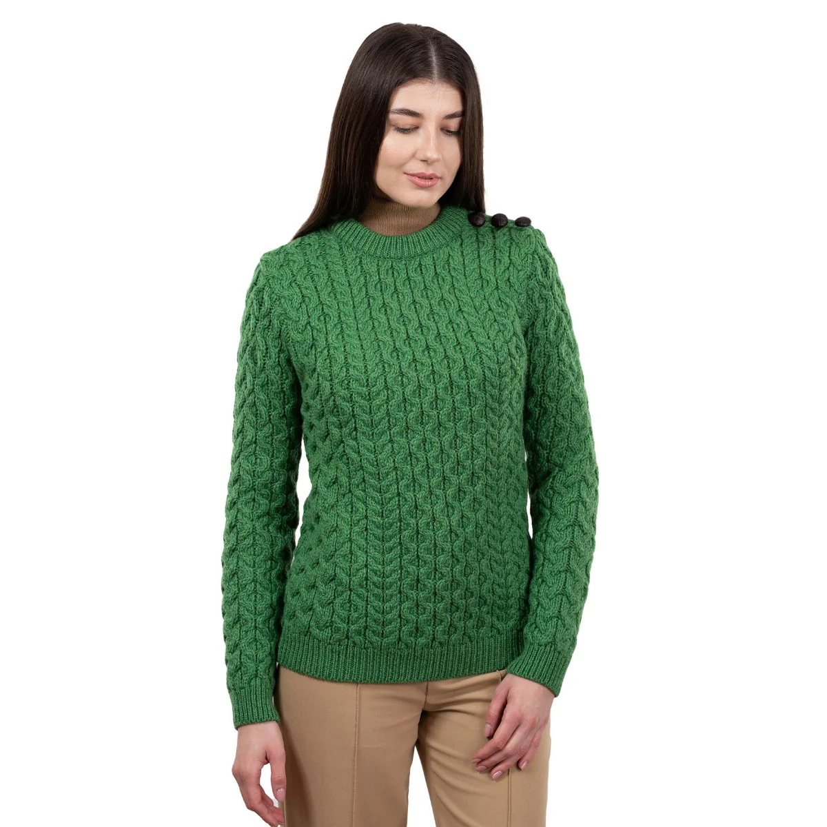 Side Button Knit Sweater – Classic Irish Wool Pullover with Button Detail - Image 12 | Caelmoon