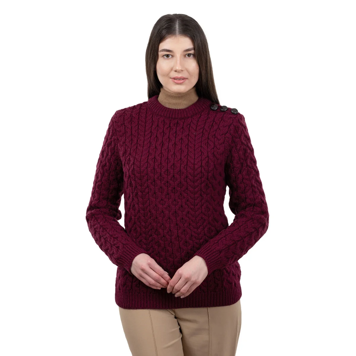 Side Button Knit Sweater – Classic Irish Wool Pullover with Button Detail - Image 14 | Caelmoon