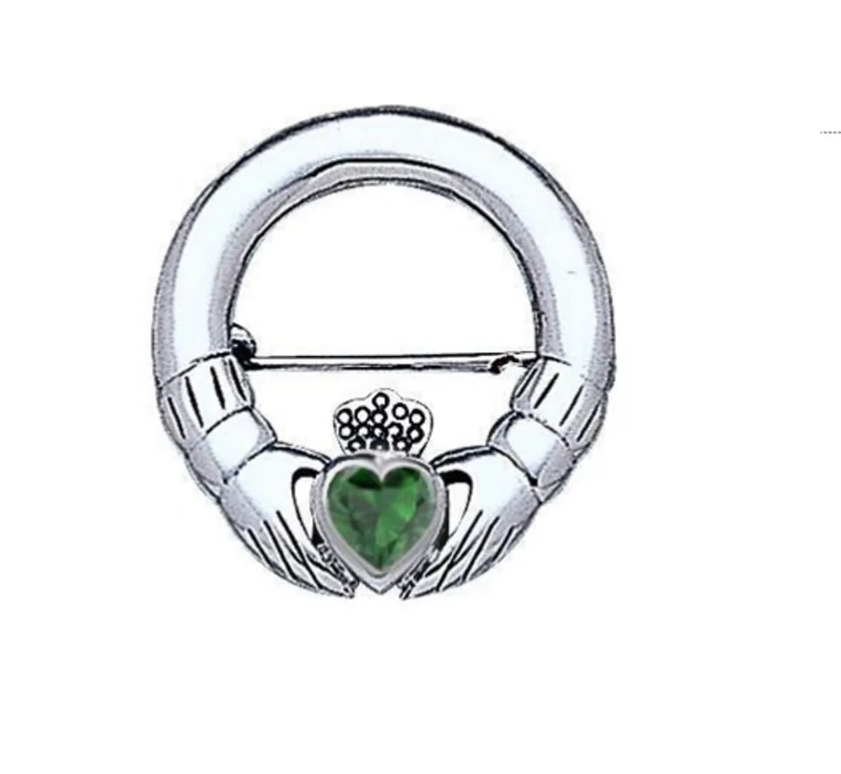 Silver Irish Claddagh Brooch with Gemstone – Celtic Heritage Jewelry Gift - Image 3 | Caelmoon