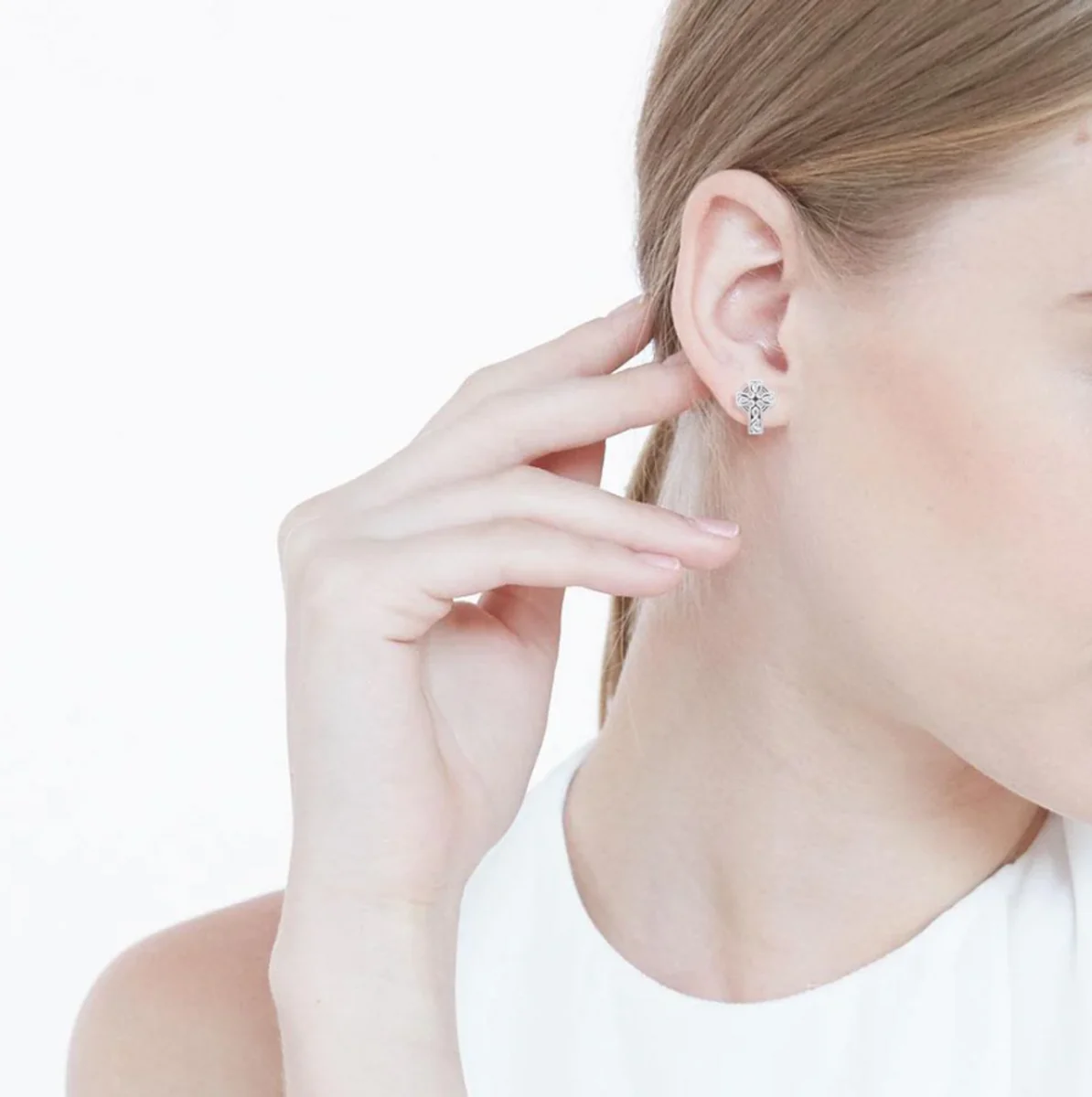 Sterling Silver Celtic Cross Post Earrings – Irish Heritage Jewelry - Image 2 | Caelmoon