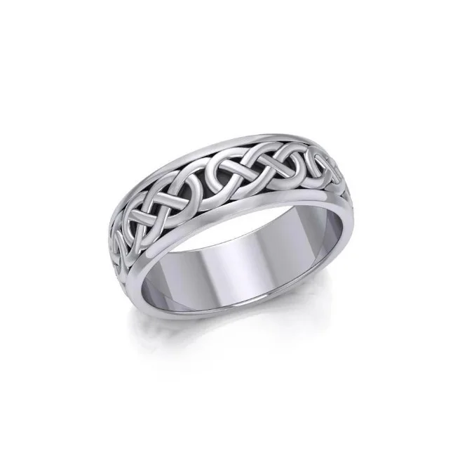 Sterling Silver Engraved Celtic Knot Band Ring | Irish Heritage Jewelry - Image 3 | Caelmoon