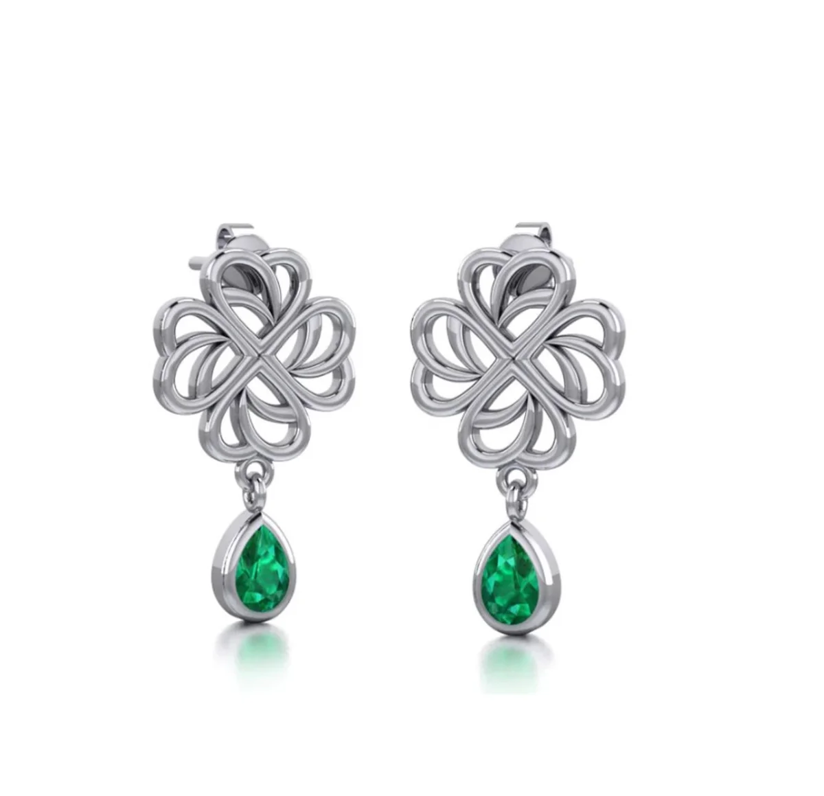 Sterling Silver Four-Leaf Clover Post Earrings | Lucky Irish Jewelry - Image 4 | Caelmoon