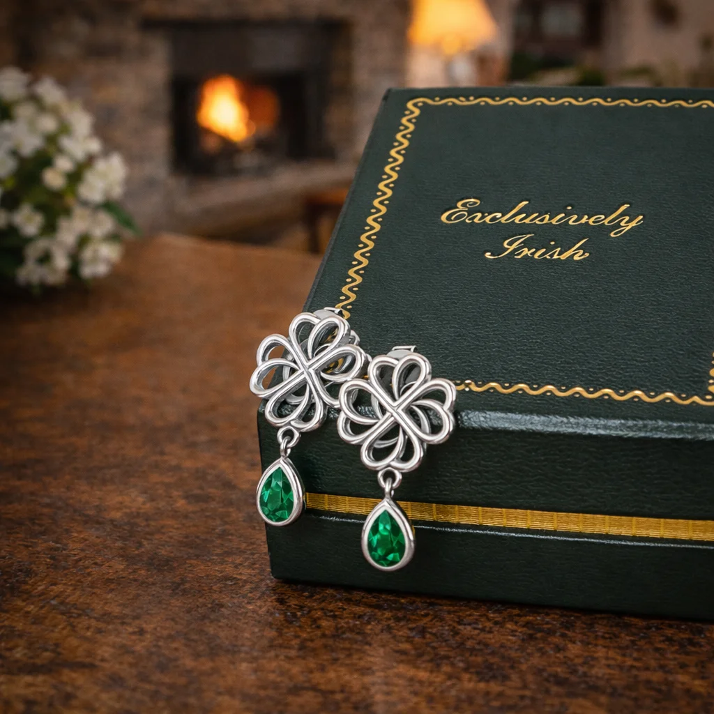 Sterling Silver Four-Leaf Clover Post Earrings | Lucky Irish Jewelry | Caelmoon