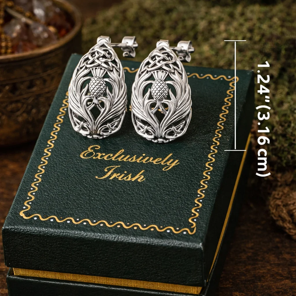 Teardrop Celtic Knotwork Post Earrings with Thistle Motif – Sterling Irish Heritage Jewelry - Jewelry | Caelmoon