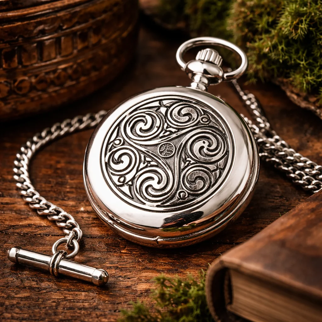 Triple Swirl Celtic Pocket Watch – Irish Celtic Pocket Watch | Caelmoon