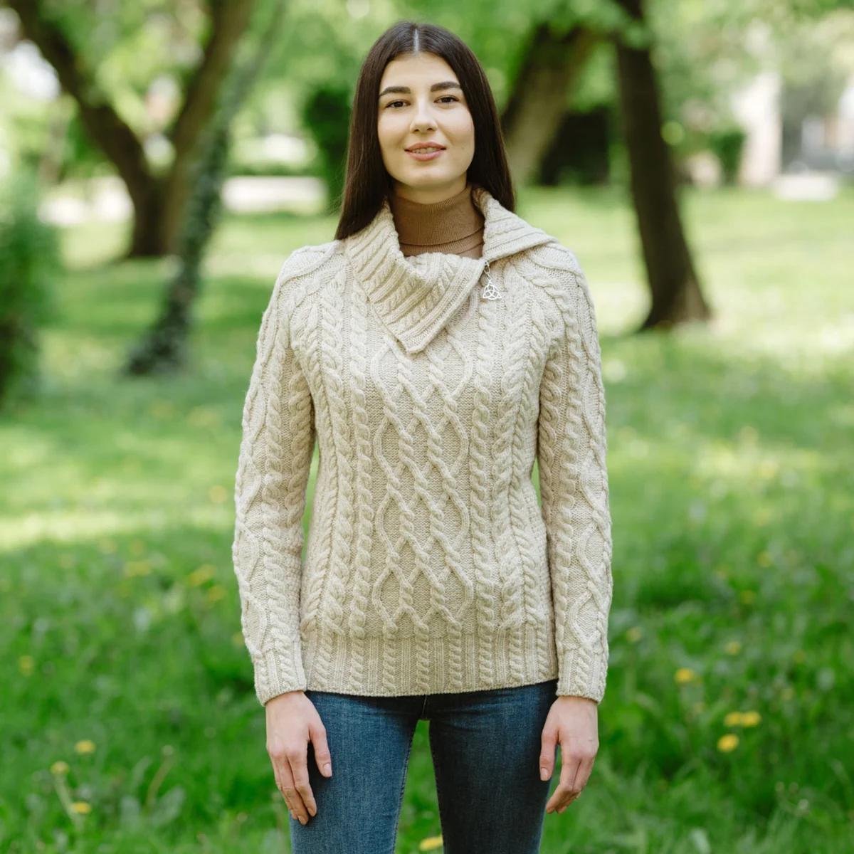 Women’s Merino Wool Zip-Neck Sweater – Classic Warm Wool Knit Pullover - Image 5 | Caelmoon