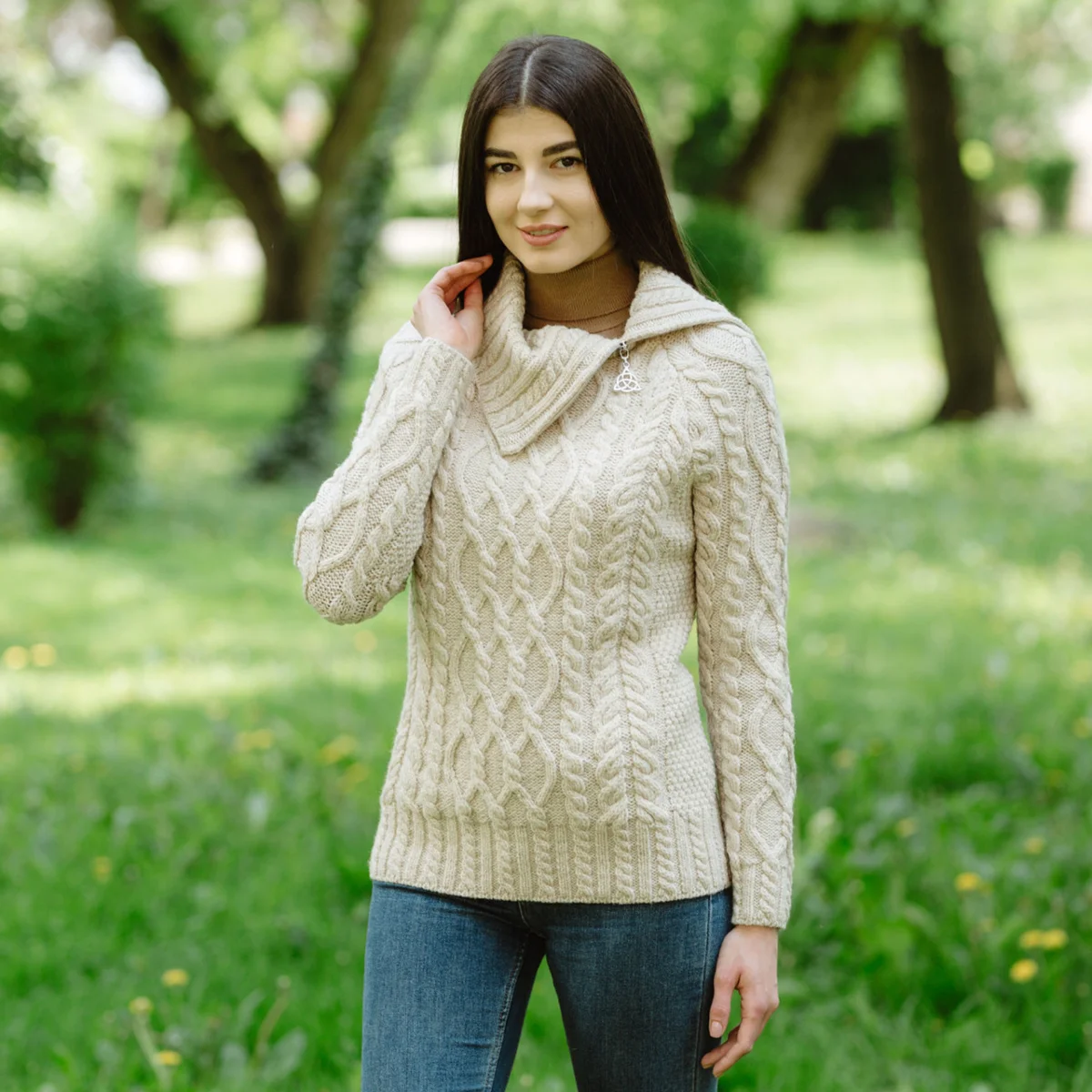 Women’s Merino Wool Zip-Neck Sweater – Classic Warm Wool Knit Pullover - Image 6 | Caelmoon
